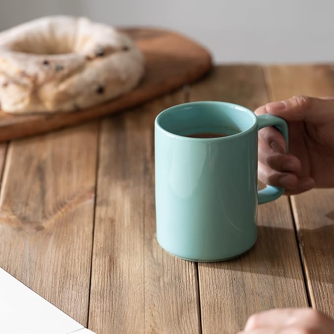 E-liu Large 15 Ounces Porcelain Coffee Mug Tea Mugs Set of 6 | Cups - Image 4