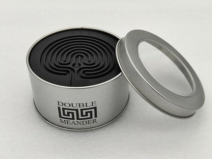 Classic Labyrinth Black Silicone Coasters - Set of 8 Non-Slip, Heat-Resistant Drink Coasters for Coffee, Tea, and Glasses - Durable, Easy to Clean, Decorative Tabletop Protection