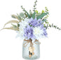 Faux Flowers with Vase,Artificial Silk Flowers in Vase, Fake Plant Eucalyptus and Willow,Flower Arrangement for Home Farmhouse kitchen Dining Table Centerpiece Decorations Table Decor (Dusty Purple)
