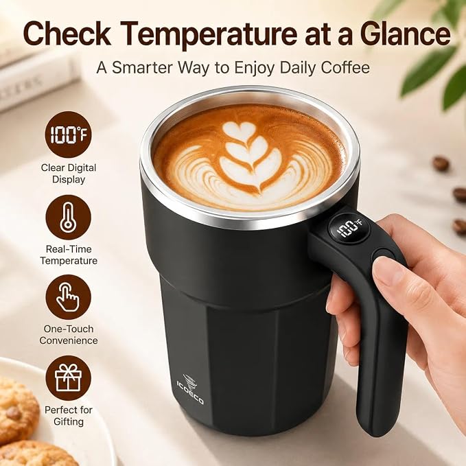 Self Stirring Coffee Mug, 12oz Rechargeable Magnetic Mixing Cup - Image 3