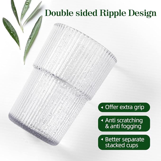 17oz Shatterproof Ribbed Glasses, Plastic Tumblers - Image 5