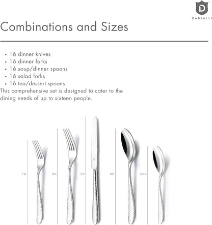 Hammered Silverware Set | Premium 18/10 Stainless Steel Flatware Service - Image 6