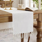 Cotton Linen Table Runner, 13x72 Inch, Off White by Aoztio
