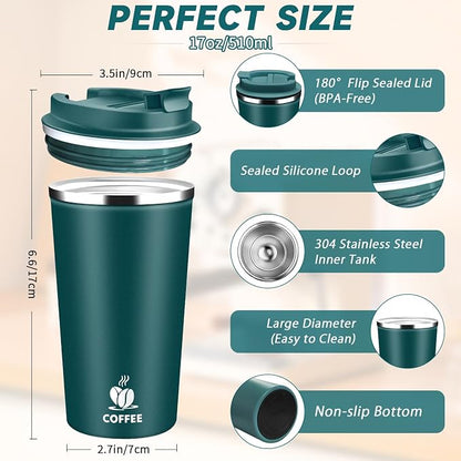 Insulated Travel Coffee Mug Reusable Coffee Tumbler Cup - Image 2
