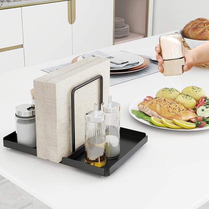 Napkin Holder for Table with Salt and Pepper Shakers Caddy, Standing Paper - Image 5