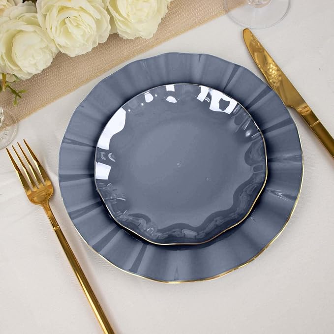 Efavormart 10 Pack | Navy Blue 6" Round Plastic Dessert Salad Plates, - Image 9