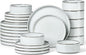 Herogo 24 Pieces Stoneware Dinnerware Set for 8, Ceramic Dinner Dishware Sets for Home Kitchen, Plates and Bowls with Rustic Terracotta Bottom, Dishwasher & Microwave Safe, Icy White