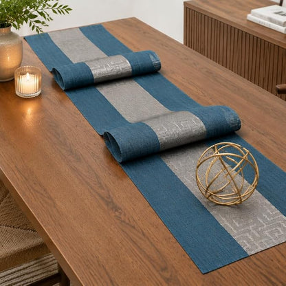 FAVE Vinyl Table Runner Indigo Blue Table Runner Woven - Image 5