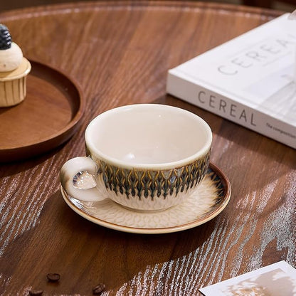 Coffeezone Vintage Design 12 oz Ceramic Latte Art Cappuccino Barista Cup - Image 3