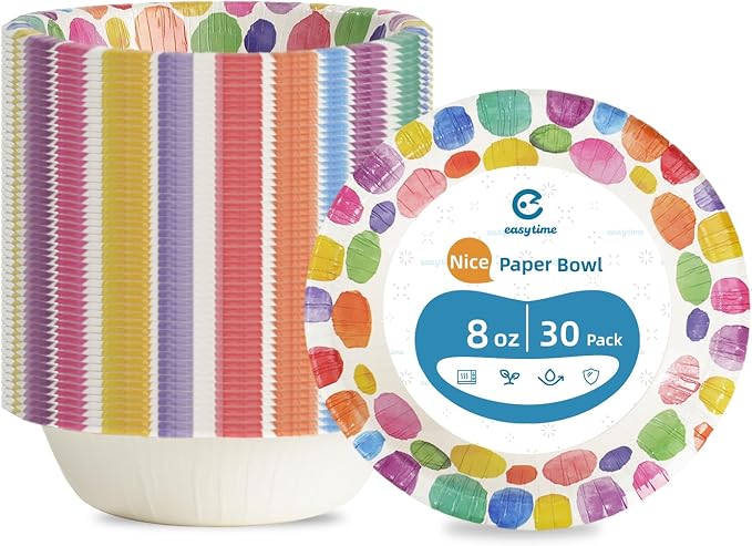 30 Pack Paper Bowls, 8 Oz Disposable Soup Bowl, Heavy Duty Printed Disposable by Unknown