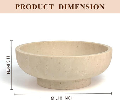 Decorative Resin Bowl, Large Fruit Bowl, Artificial Travertine Beige | Perfect - Image 2