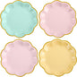 24 Pcs Pastel Scalloped Paper Plates 7 Inch Disposable Macaron Colorful Dessert Plates with Gold Edge Gradient Rainbow Party Supplies for Wedding Birthday Baby Shower Bridal Summer Decorations
