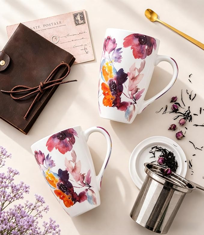 AmorArc Tea Cup With Infuser and Lid, 18oz Loose Leaf Tea Mug With Steeper | - Image 4