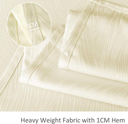 maxmill Jacquard Table Cloth Waving Pattern Water Proof Wrinkle Free Heavy Weight Soft Tablecloth Decorative Fabric Table Cover for Outdoor and Indoor Use Rectangular 60 x 104 Inch Ivory