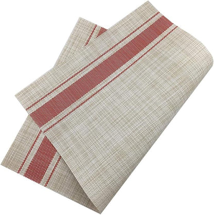 Gugrida Luxury Red Placemats Set of 6 Crossweave Woven Vinyl Placemat for Dining Table Kitchen Table Mats
