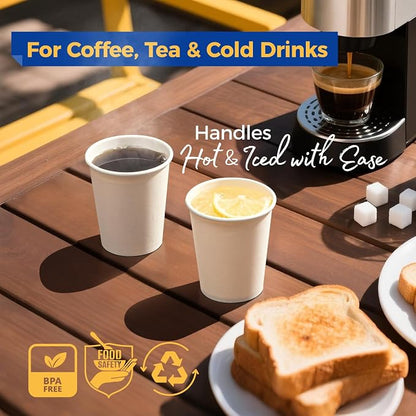 Fit Meal Prep 1000 Pack 8 oz Disposable Paper Coffee Cups, Premium White Hot - Image 4