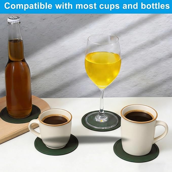 Set of 6 Leather Coasters, Dual-Sided Non-Slip, Waterproof, - Image 3