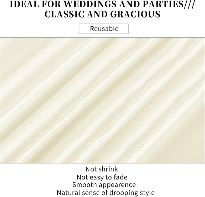 10-Pack Ivory 12 x 108 inches Long Premium Satin Table Runner | Wedding - Image 4