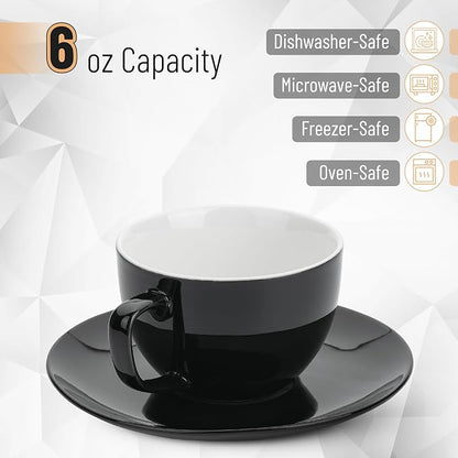 BTaT- Cappuccino Cups with Saucers 6 oz, Au Lait, Flat White, Dishwasher - Image 3