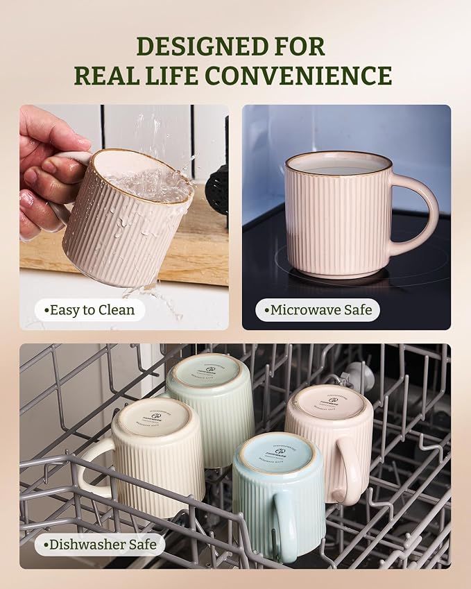 famiware Star Coffee Mug Set for 6, Handcrafted 12 oz Ceramic Stoneware Mugs - Image 8