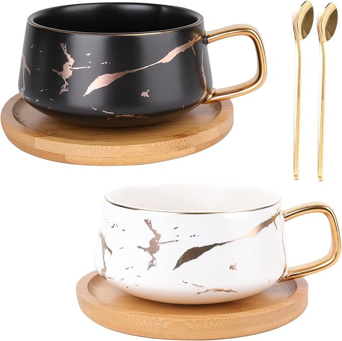 Peohud 2 Pack Ceramic Tea Coffee Cup, 10 OZ Coffee Mug by Peohud