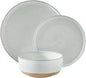 Hasense Plates and Bowls Sets, 3 Pieces Modern Porcelain Dishes Sets, Stoneware Dinnerware Sets with Speckled Pattern, Scratch Resistant Microwave and Dishwasher Safe, White