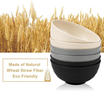 Wheat Straw Bowls Sets of 6, 60oz Large Plastic Bowl Reusable, Unbreakable - Image 3