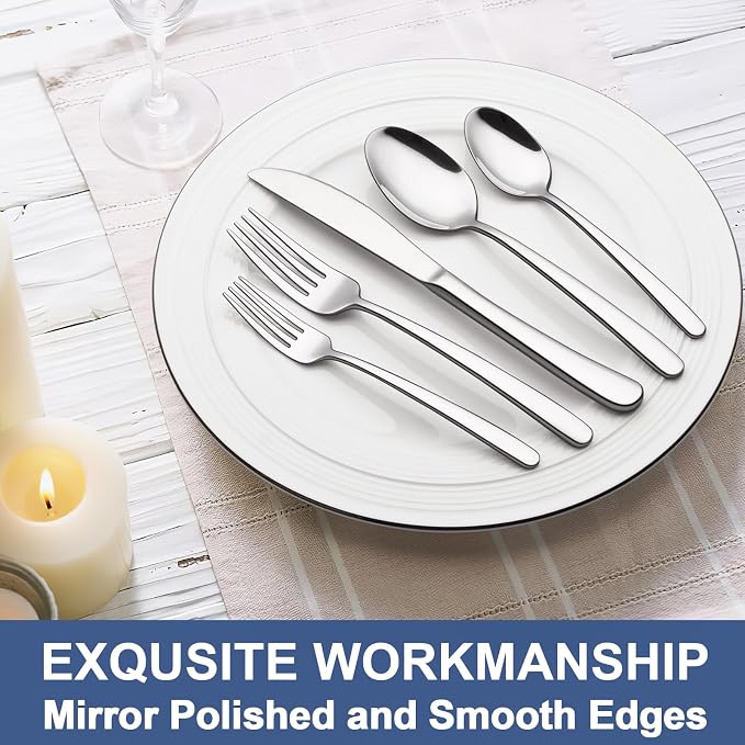 40-Piece Silverware Set for 8, Wildone Premium Stainless Steel Flatware Set - Image 7