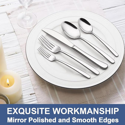 40-Piece Silverware Set for 8, Wildone Premium Stainless Steel Flatware Set - Image 7