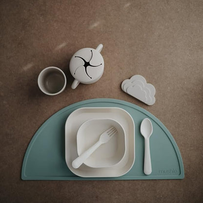 mushie Flatware Fork and Spoon Set For Kids | Made in Denmark (Ivory)
