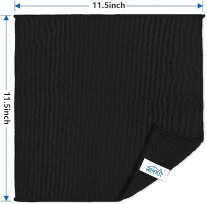 HOMEXCEL Black Microfiber Cleaning Cloth, 8 Pack Cleaning Towels for Kitchen, Lint Free, Scratch-Free, Highly Absorbent, and Reusable Cleaning Rags for House, Window and Glass, Cars, 11.5 X11.5 inch