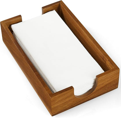 Napkin Holder for Bathroom, Acacia Wooden Guest Towel Holder Tray for Bathroom by Bivvclaz