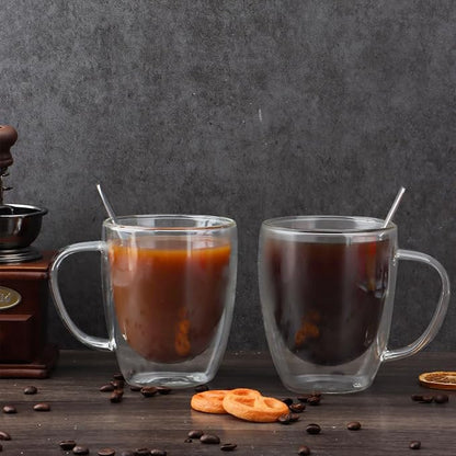 Double Walled Glass Coffee Mugs, 18oz Glass Coffee Cup Set of 2, Double - Image 6