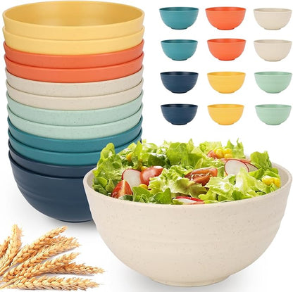 12 PCS Unbreakable Cereal Bowls Set, 26 Oz Wheat Straw Bowl Sets, Microwave & by UUGLAM