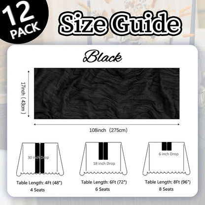 12 Pack Black Cheesecloth Table Runner 17 x 108 Inch | Boho Gauze Cheese Cloth - Image 2