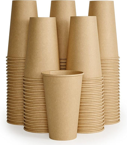 LITOPAK 100 Pack 16 oz Kraft Paper Coffee Cups, Disposable Coffee Cups | by LITOPAK