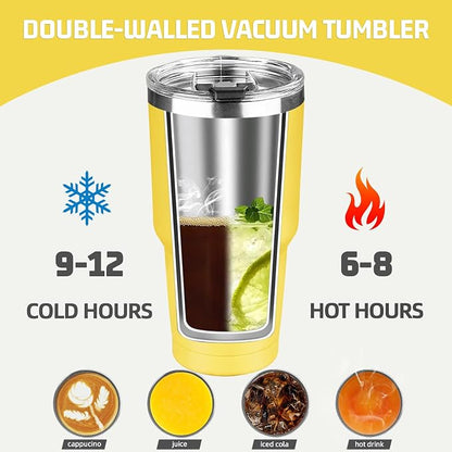 30 oz Tumbler with Lids and Straws, Stainless Steel Insulated Coffee Tumbler - Image 4