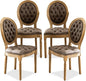 SoarFlash French Dining Chairs Set of 4, Vantage Dining Chair with Round Back, Farmhouse Country PU Leather Dining Chair for Kitchen,Bedroom,Brown