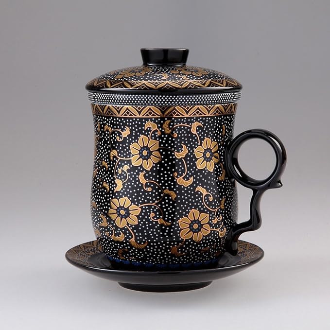 Porcelain Tea Cup with Infuser Lid and Saucer Sets - Image 7