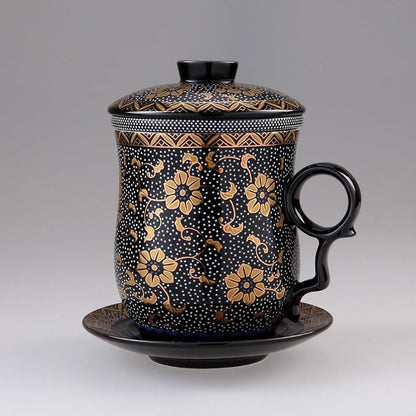 Porcelain Tea Cup with Infuser Lid and Saucer Sets - Image 7