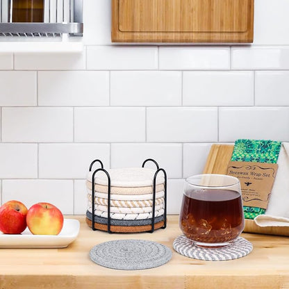 10 Style Drink Coasters with Holder, Absorbent Coasters - Image 7