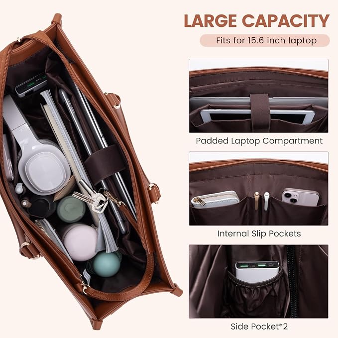 LOVEVOOK Laptop Bag for Women 15.6 lnch, Waterproof Laptops Tote Bags for Womens - Image 3