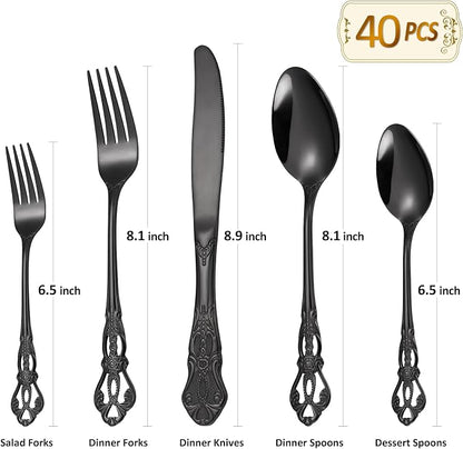 Gorgeous Retro Royal Black Silverware Set - Image 2