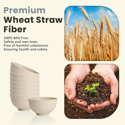 10 OZ Dessert Bowls Wheat Straw Small Bowls Reusable Kids Bowl Mini Bowl - Image 3