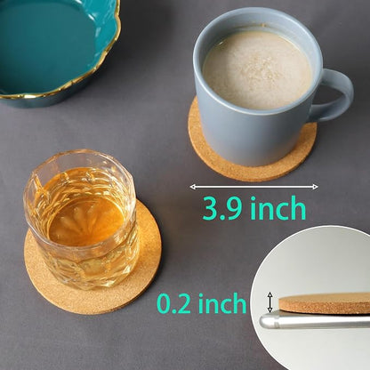 9Pcs Cork Coasters, Tivnhuils 3.9 inch Coasters - Image 3