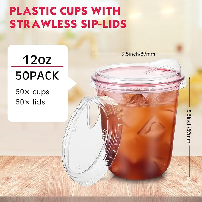 Baderke 50 Pcs Round Bottom Plastic Cups - Image 2
