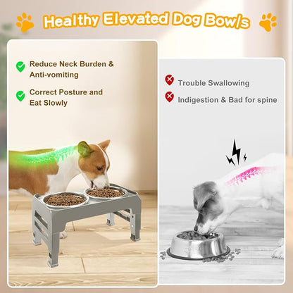 Elevated Dog Bowls for Small Dogs 3 Height Adjustable Raised Dog Bowl Stand - Image 3