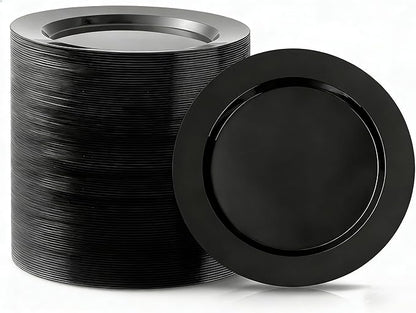 Bestluck 100PCS Black Plastic Dinner Plates 10 Inch by Bestluck