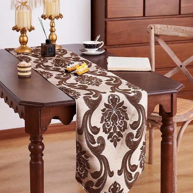 NAPEARL Elegant Luxury Damask Table Runner - Image 3