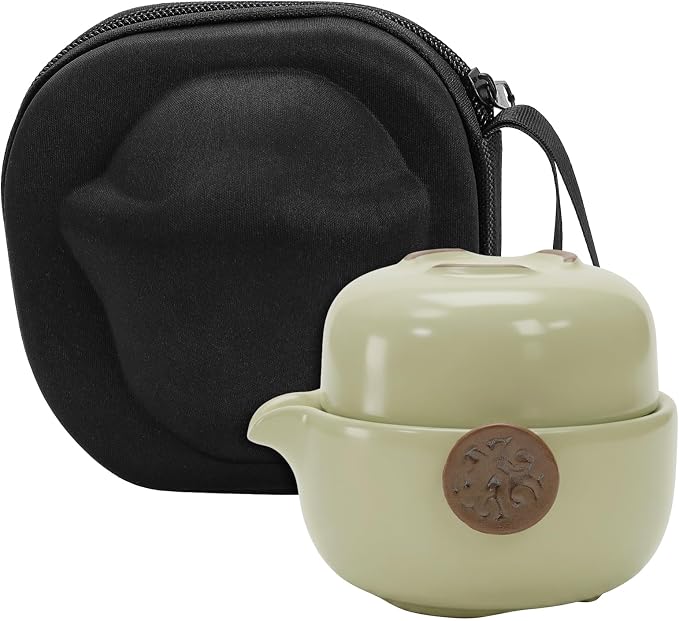 WUWEOT Travel Gaiwan Tea Set for One, Portable Porcelain Teapot | Chinese by WUWEOT